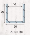 Profil U16 alu Chromé brillant - Longueur de 3m