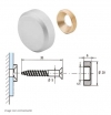 Rosace marbrier chromé brillant cylindrique pour fixation de miroir, verre et crédence