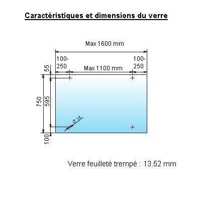 photo détail Marquise pour porte 2 haubans largeur 750mm - Inox 304