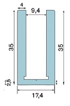 Profil large U9L alu chromé brillant 2m50 avec 1 embout