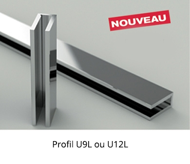 photo info Profil large U9L alu chromé brillant 2m50 avec 1 embout